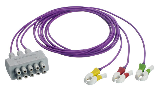 Set of 3 Neonatal/Paediatric ECG Leadwires with pinch clamp for GE