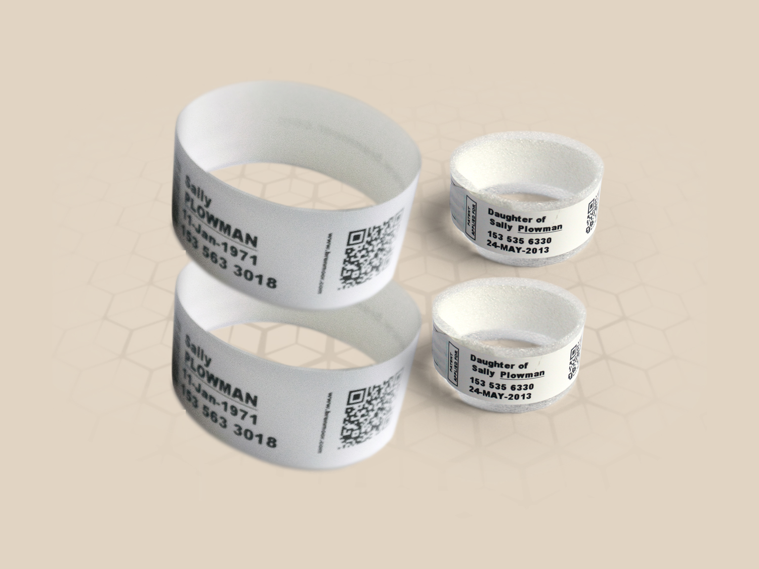 Family BABYSOFT multi-part 20mm parent & extra-soft baby dual printable wristband