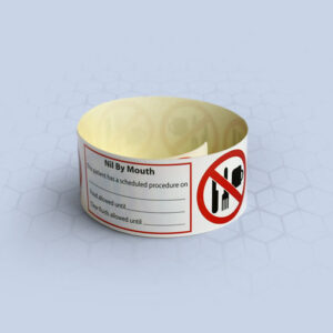NIL BY MOUTH pre-printed alert 30mm hospital wristband